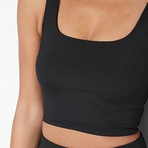 EXPRESS Body Contour Ribbed Square Neck Cropped Tank